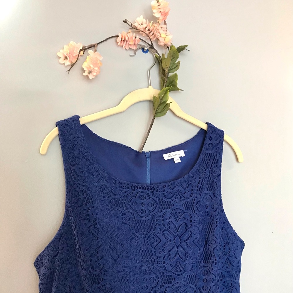 Lace cocktail dress | Royal blue | Reitmans | Lace overlay | Romantic |